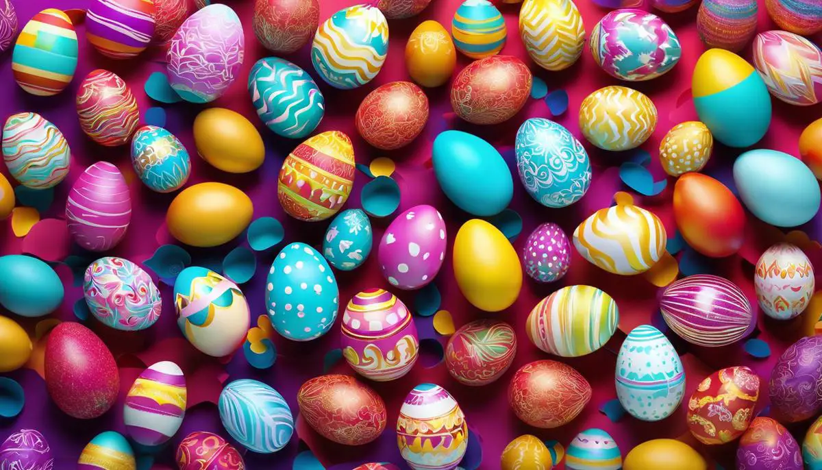 Easter eggs on a colorful background