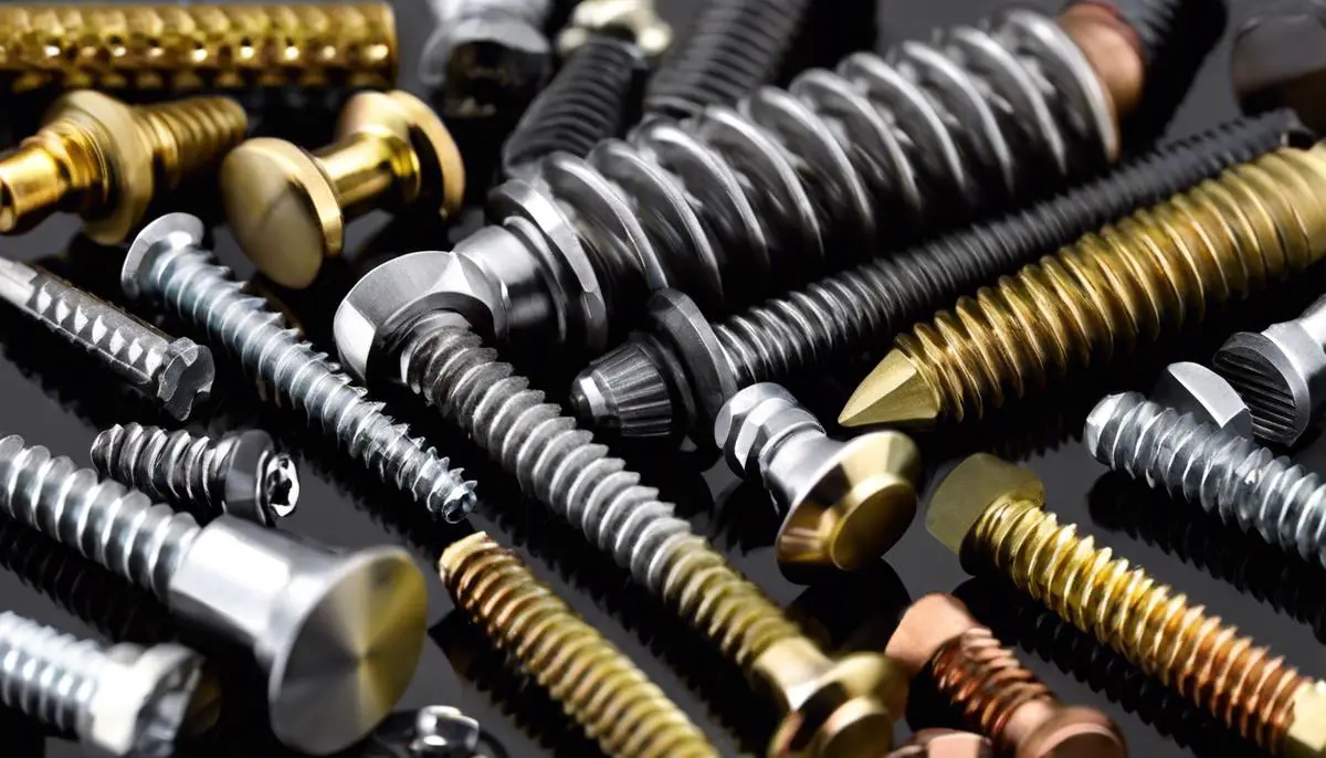 Image of various screws, showcasing the diversity in screw design and the importance of standardization and innovation in the industry.