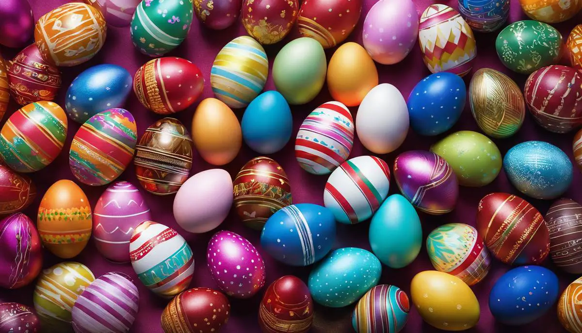 Image Description: An image depicting colorful Easter eggs hidden among film reels.